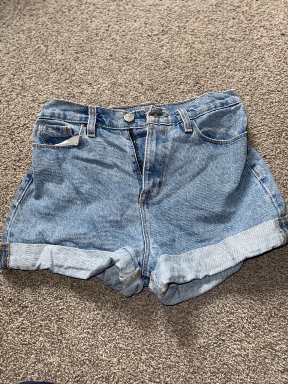 BDG Light Blue Rolled Hem Denim Shorts